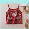 Cotton Linen Embroidered Vintage Sleeveless Tank Top For Women Summer Casual Wear