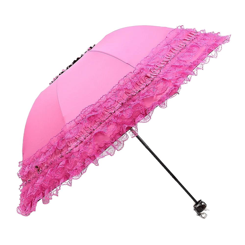 

Кружевной зонт от солнца с защитой от УФ-лучей Лолита Складной зонт Компактный Портативный Солнцезащитный зонт Принцесса розы красного