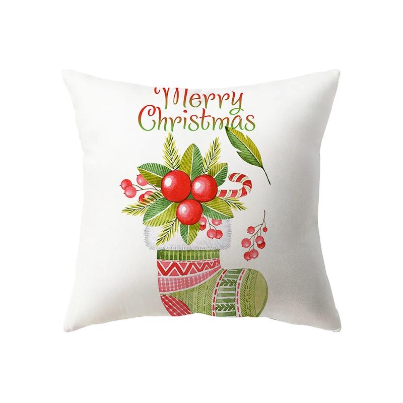 Merry Christmas Santa Claus Decorative Printed Pattern Cushion Cover Home Living Room Sofa Pillow
