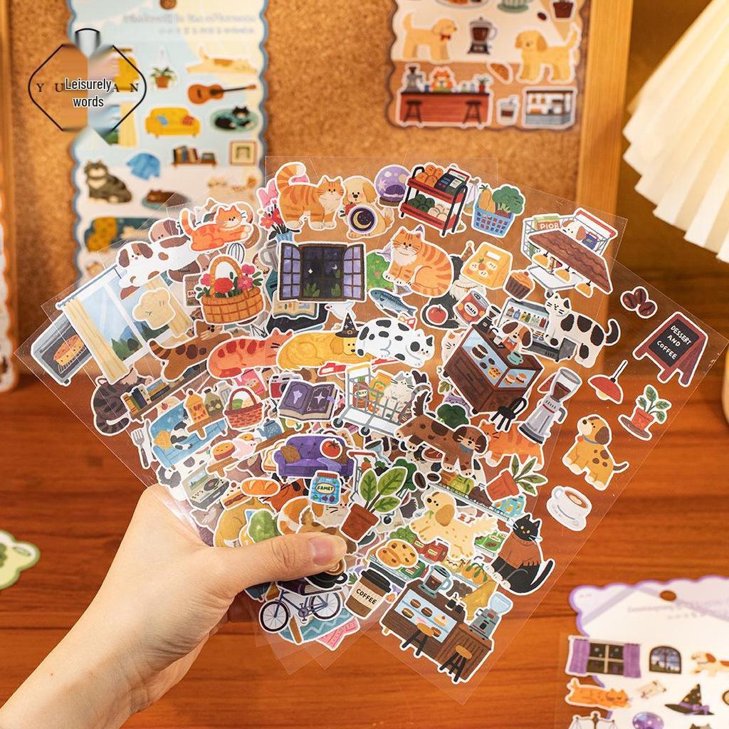 Yuxian Cute Animal Coated Paper Stickers - Daily Series (2 Sheets)