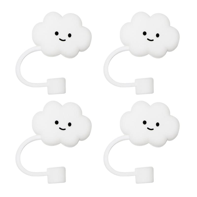 4 Pack Silicone Straw Plugs Set Cartoon Plugs Cover Drinking Dust Caps Kit Reusable Straw Tip Lids Cup Straw Accessories 1