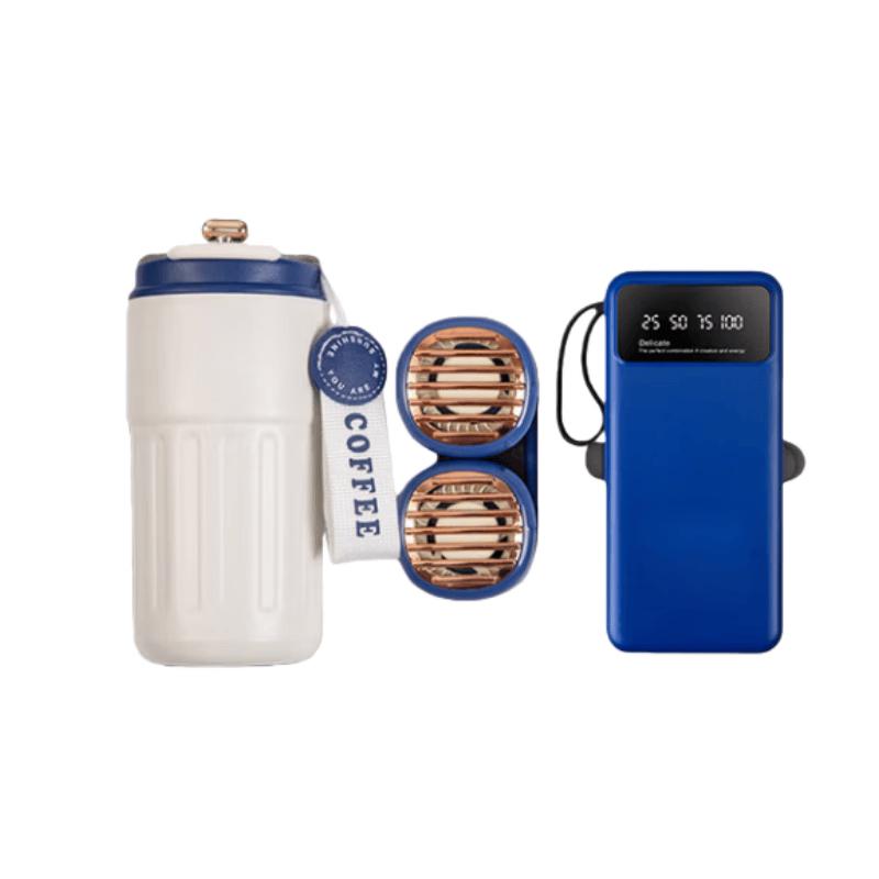 Coffee Cup Gift Set with Neck Fan and Power Stand