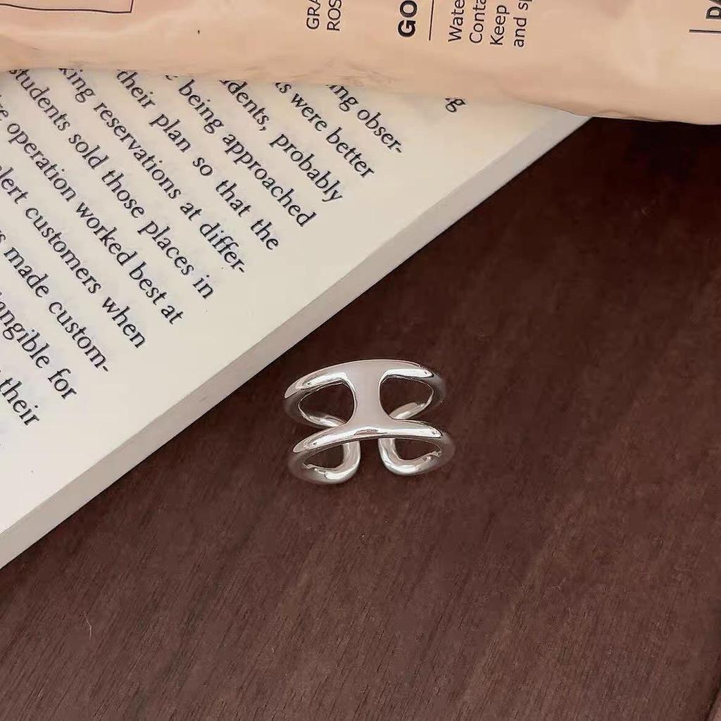 Retro Influencer Open Ring: S925 Sterling Silver I-Shape Cold Style Trendy Women's Fashion