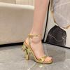Fashion Sexy Open Toe Ankle buckle Strap Sandals Women Fashion Square Head Strange style High Heeled club Party Shoes Sandalias
