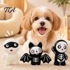Funny Skeleton Dog Toy Latex Toy, Halloween Squeaky Chew Mummy Natural Puppy Teething Toys Bat Shapes, Interactive for Aggressive Chewers Festive
