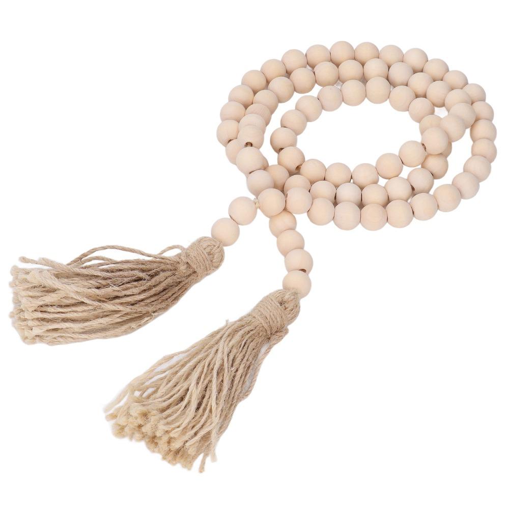 With Tassels Wood Bead Garland 57.87in Boho Wall Hanging Decor Decorative Beads For Coffee Table