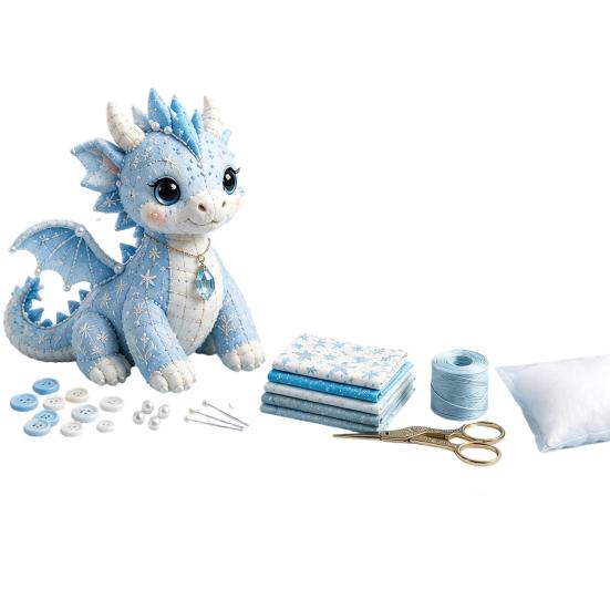 Yousheng DIY Patchwork Meeresbewohner Puppen-Set, Handgemachtes Patchwork-Zwerg Nähset für Heimdekoration, Stoff Cartoon Drachen Patchwork Bastelsets für
