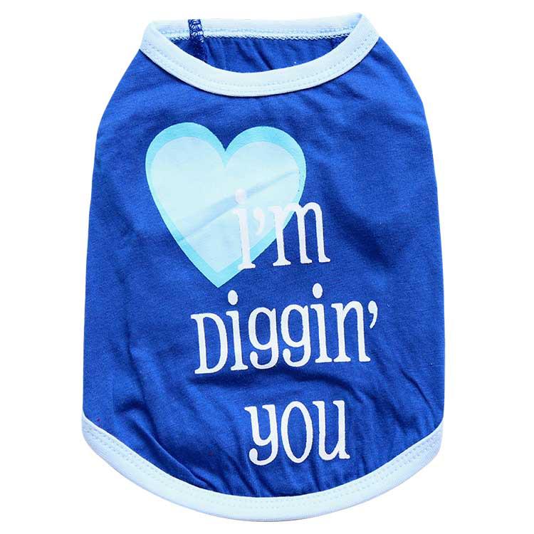 Love You Cotton Pet Vest for Small Dogs - Spring/Summer Style for Teddy and Bichon Extra Small синий