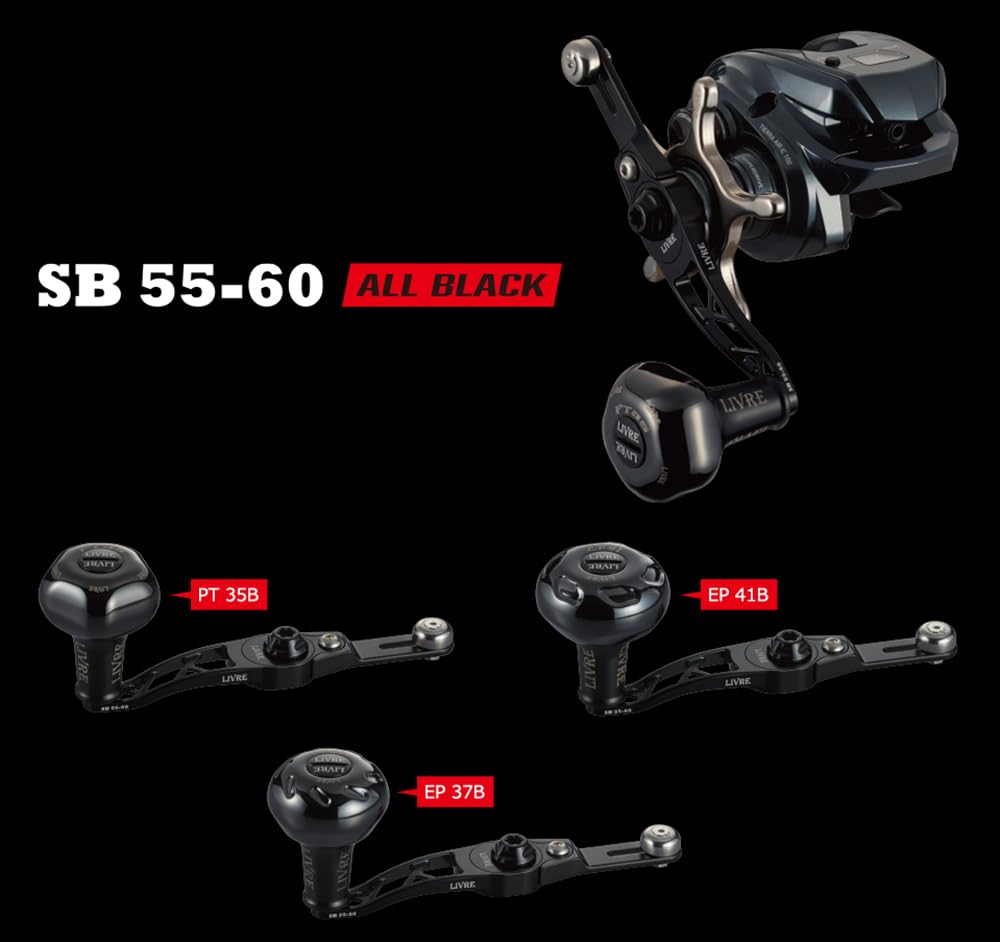 LIVRE 11370 SB B Series Reel with PT35B Shimano All 55-60 Knob, Right-Hand Reel, Black, SBA-56SR-KB35