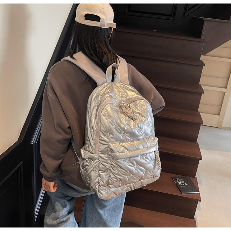Quilted Backpack Casual Lightweight Daily Use Backpack for Women Fashion Quilted Design Ideal for School Commute Travel and Everyday Outings