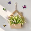 Wall Hanging Artificial Flower Pot for Living Room TV Background with Greenery Planter.
