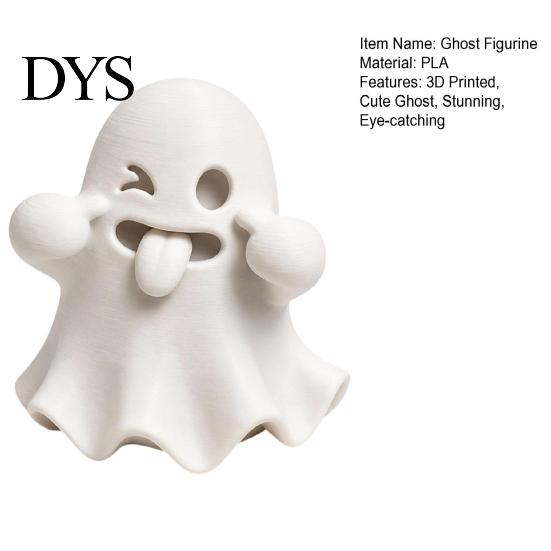 Halloween Party Supplies Ghost Figurine, 3D Printed Cute Face Statue, Spooky PLA Plastic Decor Tabletop Ornament for Shelf, Desk, Home Desktop