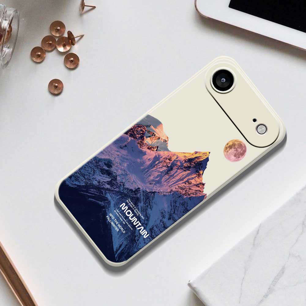 For iPhone 17 Air Case Blue Snow Mountain Pattern Printing Straight Edge TPU Phone Back Cover