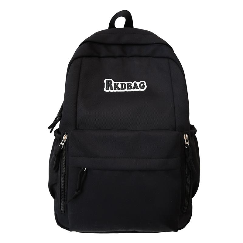 Student Solid Color Schoolbag Women's College Style Backpack Letter Large Capacity Backpack