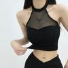 Mesh Hot Girl Sexy Camisole Summer Slim Fit Tank Base Layer Outerwear Sleeveless Short Top