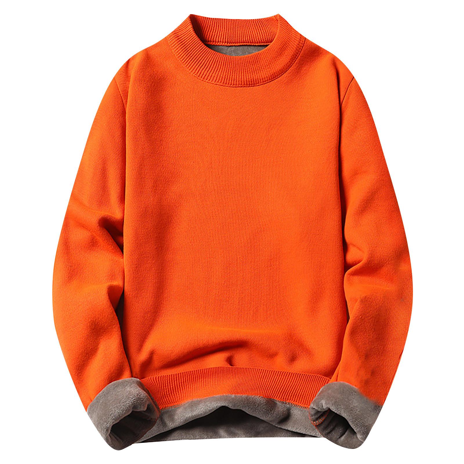

Мужской свитер, свитер с высоким воротом, однотонный тонкий свитер M оранжевый