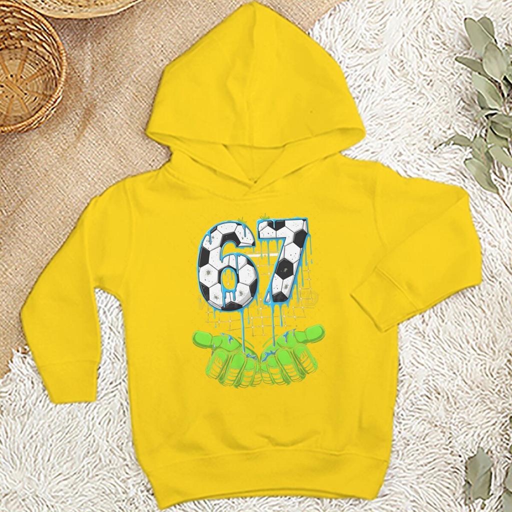 Kids Clothes Funny 6 7 Memes Football Hooded Shirt Six Seven Football Printed Trendy Funny Hoodies