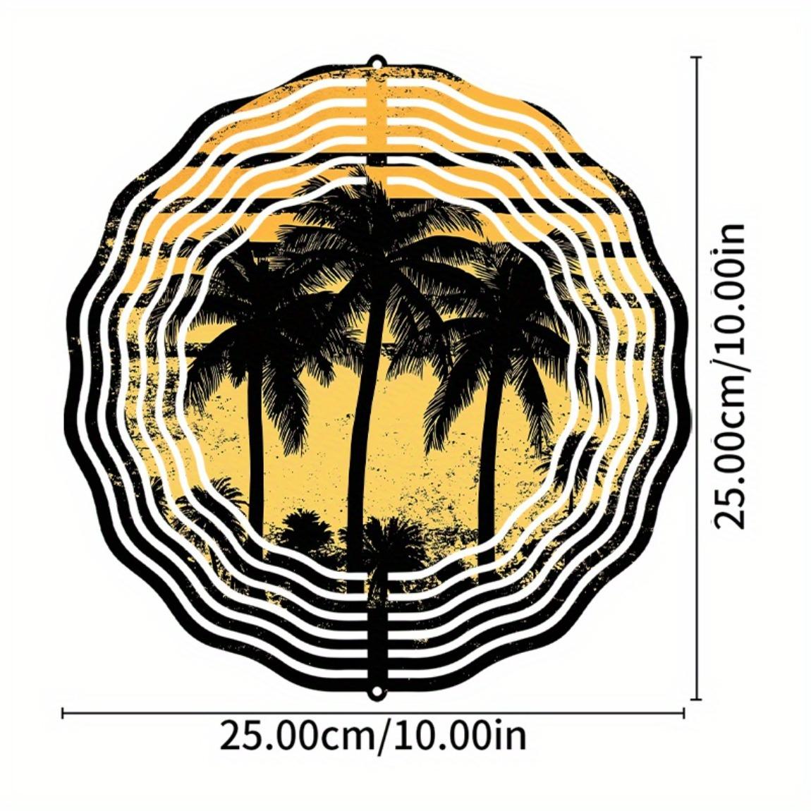 

Тропический закат колокольчик ветра с вращающимся на 360 градусов крючком, металлический арт-декор для сада, балкона, патио, дома, подарок, дизайн Лунная пальма 01A