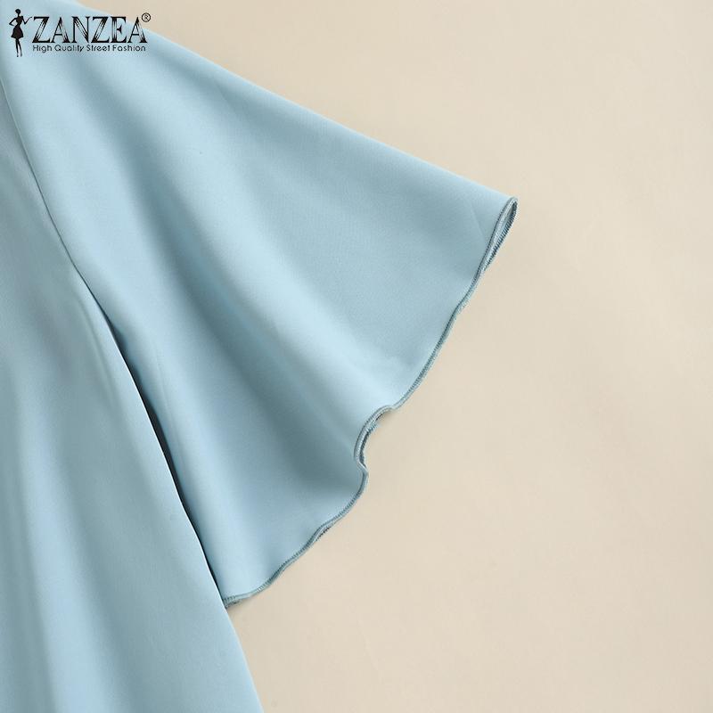 ZANZEA Blusa Casual de Verano para Mujer con Cuello en V y Manga Corta