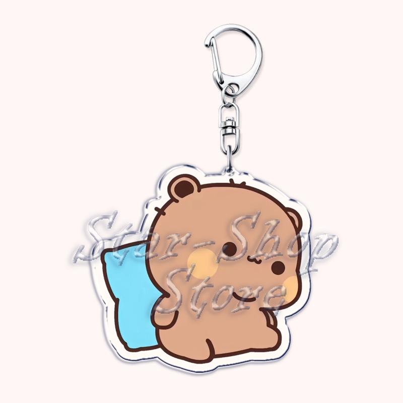 Cute Bubu Love Dudu Yier Keychains Couple Bear Panda Keyrings for Accessories Bag Pendant Key Chain Jewelry Fans Lovers Gifts
