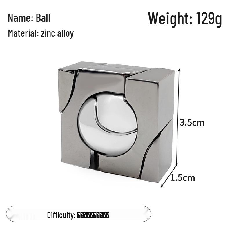 Zinc Alloy Kongming Puzzle Lock: Disentanglement Ring Educational Toy
