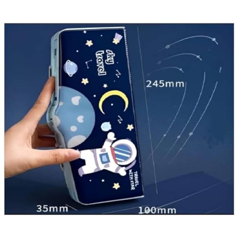 Eclet Pencil Box For Boys Multifunctional Space Pencil Box For Kid Magnetic Pencil Box Geometry Box (Blue)