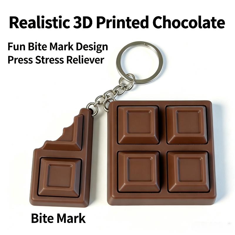 3D Chocolate Keyboard Fidget Keychain Decompression Finger Clicker Stress Relief