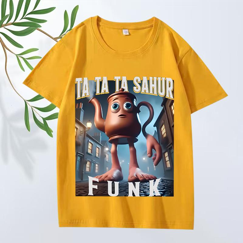 Ta Ta Ta Sahur Funk  Italian Brainrot Characters Funny Meme T Shirt men women 100% Cotton short sleeve Summer print Unisextops