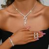 Set Bijuterii Femei Colier Cercei Brățară Zirconiu Lanț Claviculă Elegant Ton Argintiu Cadou