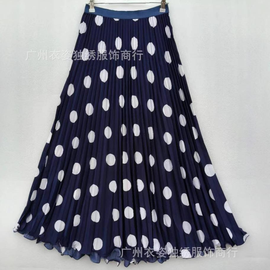 CM Summer South Africa North America Polka Dot Skirt Classic Versatile Skinny Pleated Skirt Long Skirt Women
