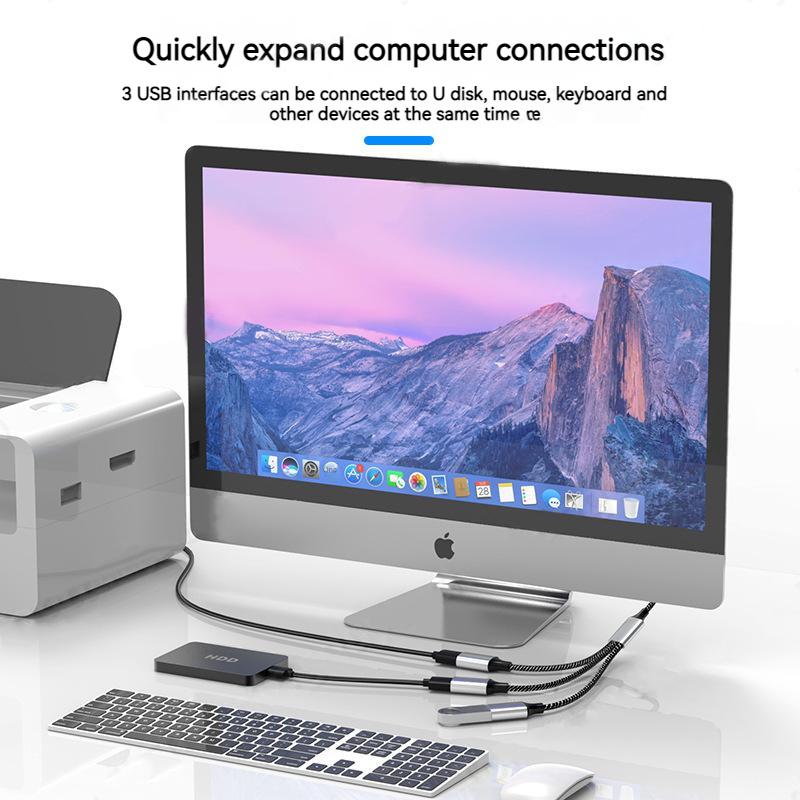 USB Type C HUB Extensions 4 Ports USB Cable Splitter OTG High Speed Transfer Adapter Portable Converter For PC Computer Laptops