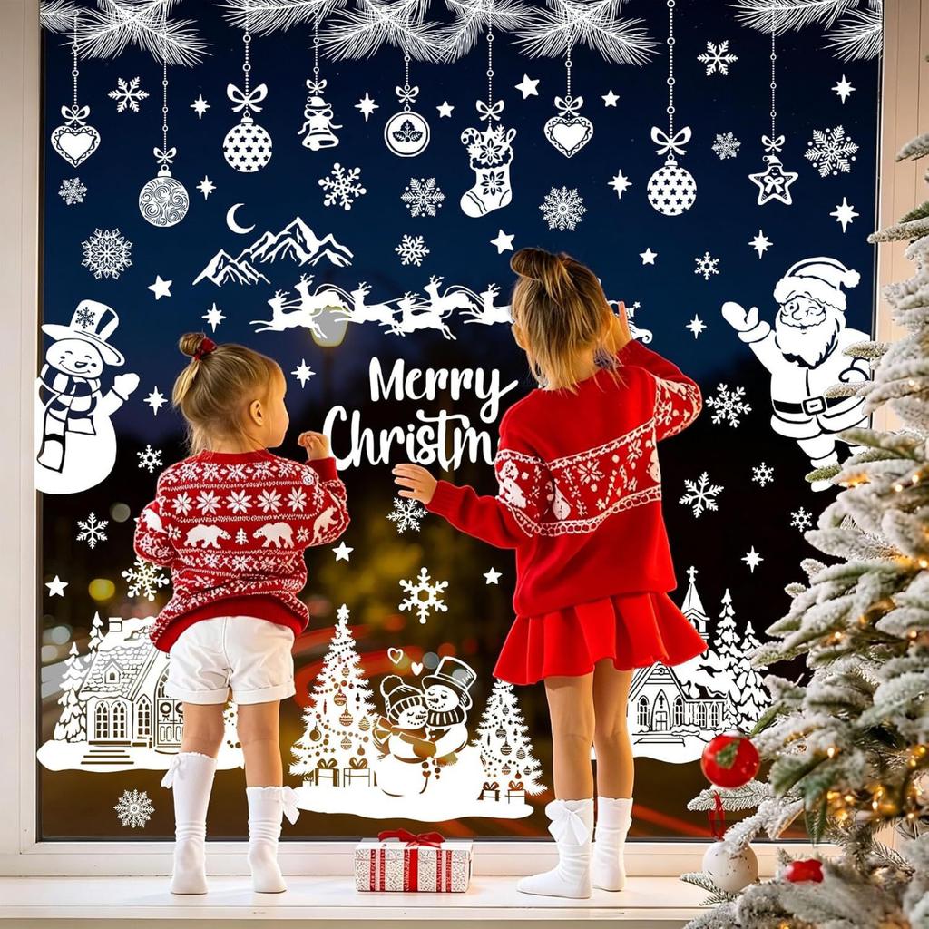 Christmas Window Static Cling Decorations for Living Room, Bedroom and Holiday Party