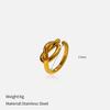 New knotted gold open titanium steel ring women's niche high-end jewelry rope knot stainless steel ring women