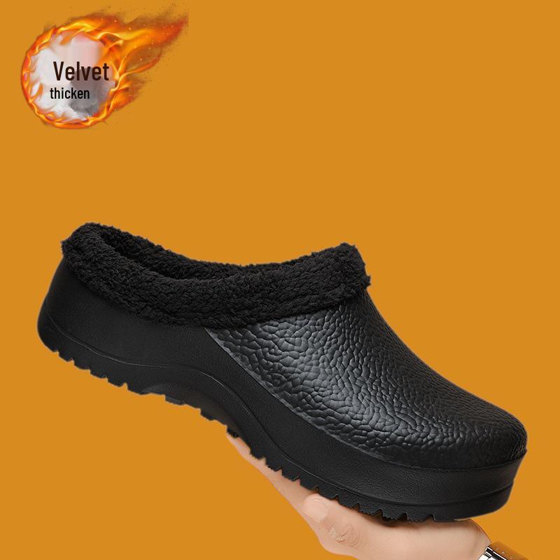 Heren Gesloten Teen Katoenen Pantoffels 2025: Warm, Antislip, Waterdicht, Dikke Zool voor Binnen/Buiten