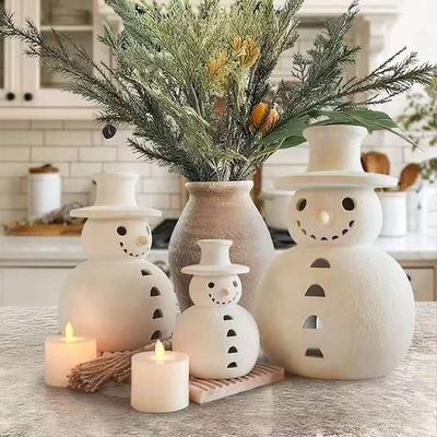 2025 Snowman Figurines Creativity And Simplistic Craftsmanship For Cozy Home Simplicity Resin Christmas Candle Holder