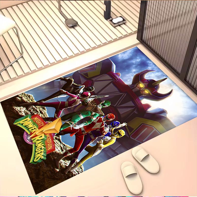 Mighty Morphin Power Rangers Print Rug, Washable Floor Carpet, For Entryway Dorm Laundry Room Office Study, Home Decor Birthday Christmas Gift