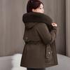 Three-Wear Pie Overcomes Detachable Parker Padded Jacket Women's Winter Big Fur Collar Medium and Long Loose Thickened Padded Jacket