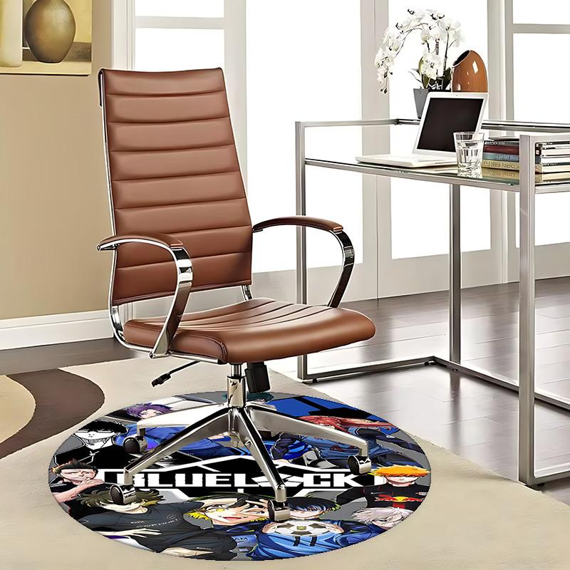 1pc Blue Lock Anime Design Round Carpet - Office Chair Mat, Non-Slip Rug for Home Decor, Living Room, Bedroom, Game Room