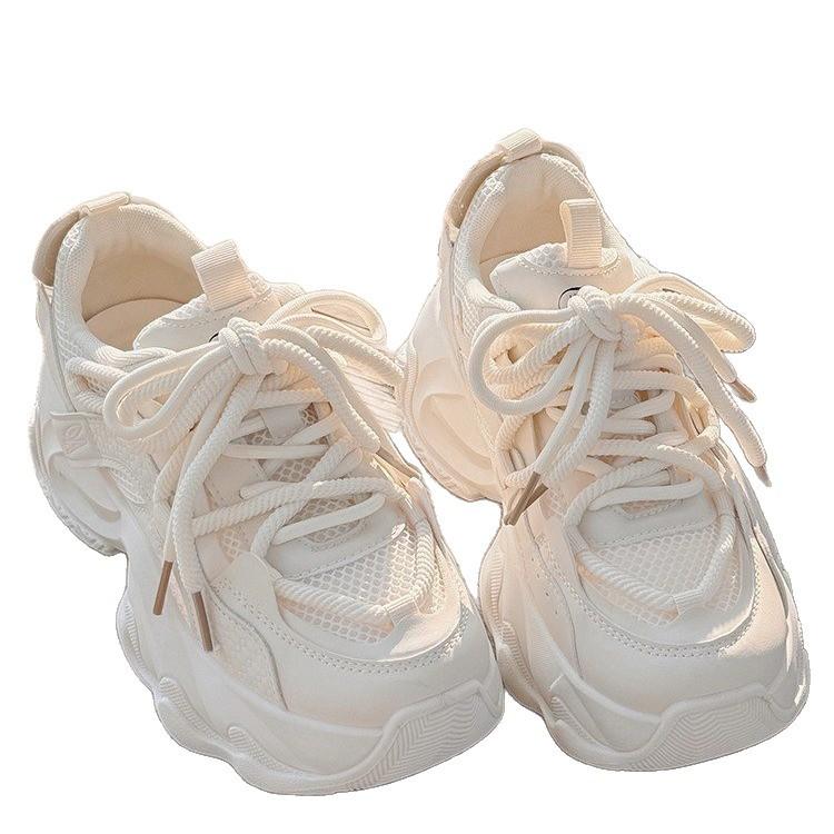 Dad shoes girl spring and summer 2025 new popular fashion breathable mesh shoes platform white shoes sports shoes