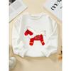European Sizes Kids' Crewneck Sweatshirt - Red Horse with White Fur Trim , Sportswear And Casual Wear, Soft And Comfortable, Children's Clothing