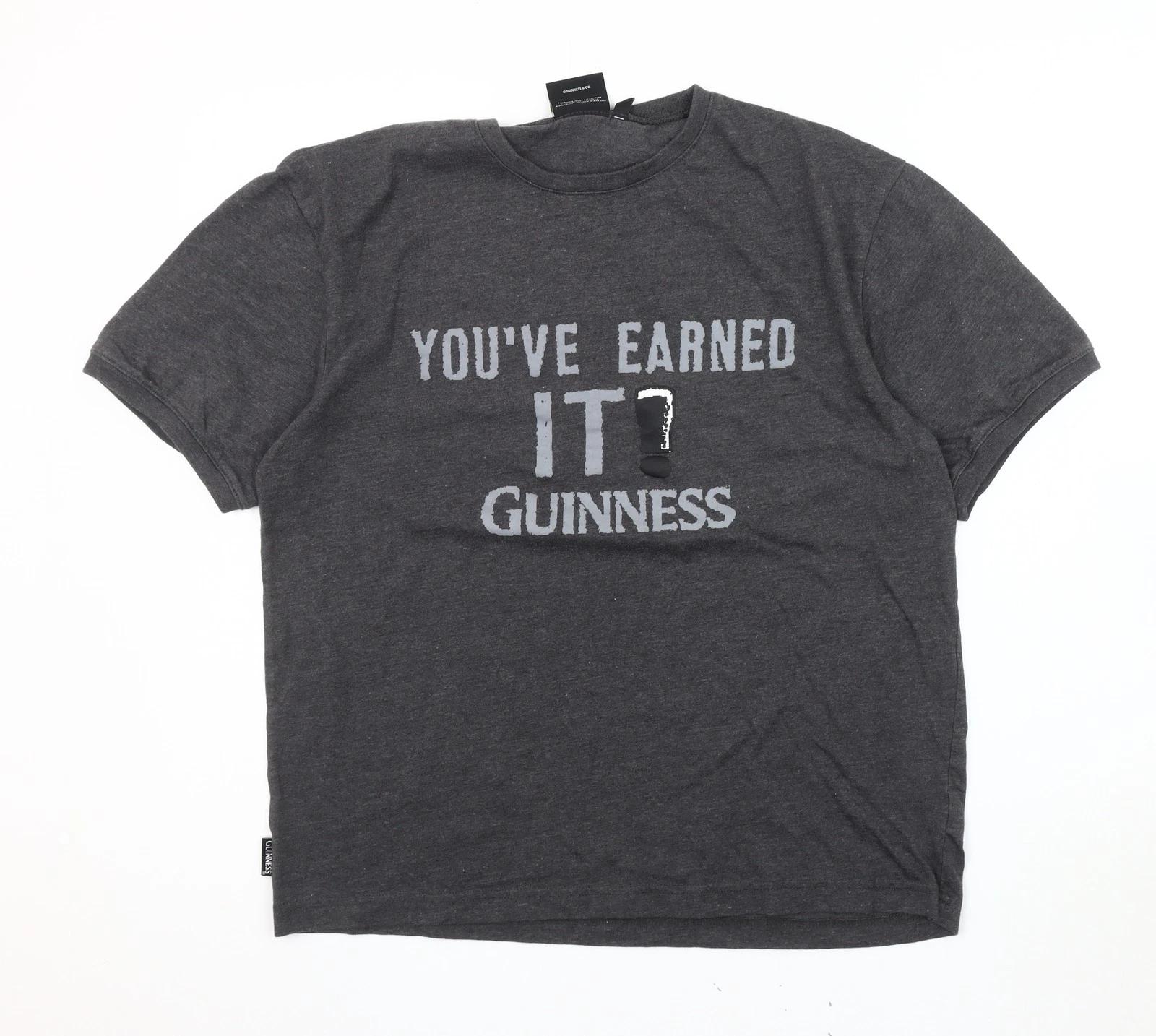 Guinness Men s Grey Medium T-Shirt Graphic Print M