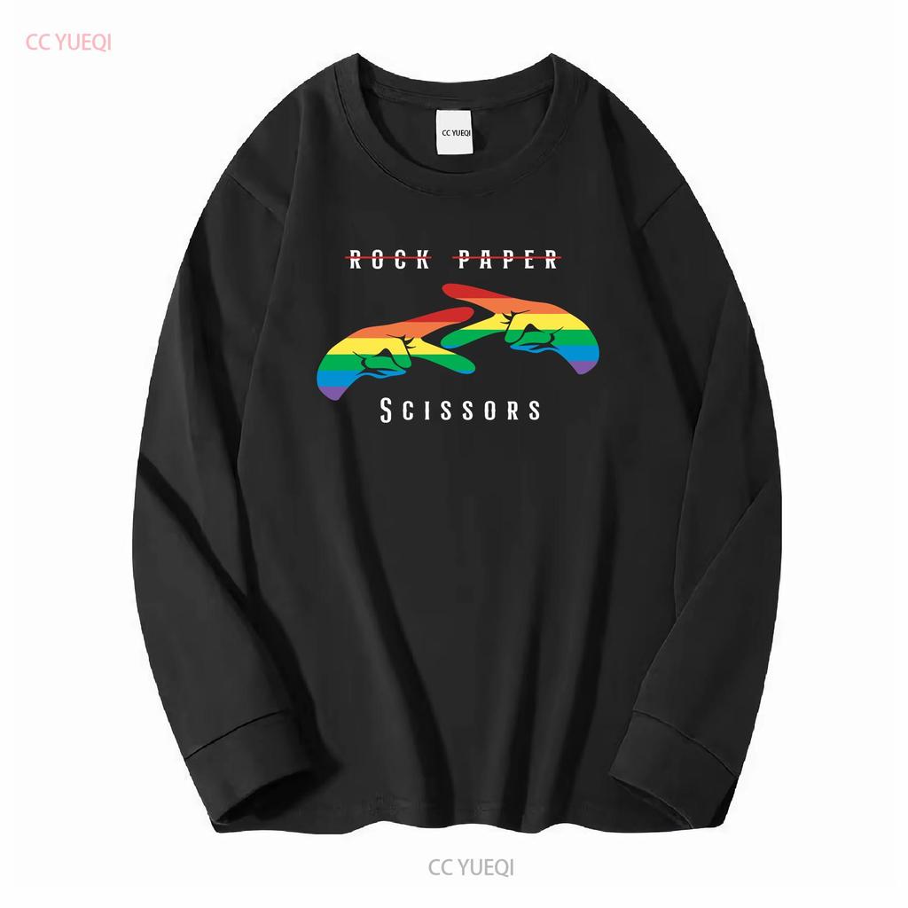 Rock Paper Scissors Funny Lesbian Pride LGBT T ShirT long or short sleeves vintage Washed Unisex Comfortable Slightly Versatile
