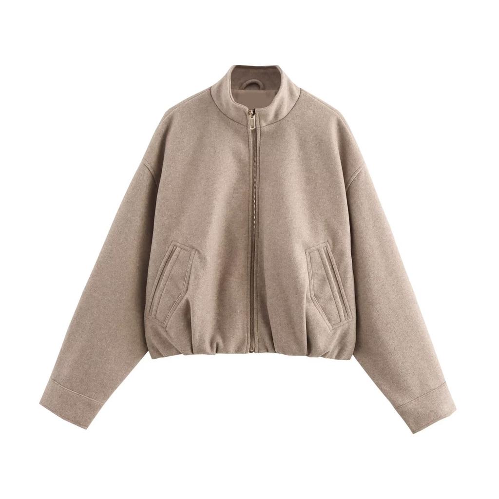 European and American style foreign trade women's clothing autumn new fashion versatile long-sleeved soft pilot short jacket