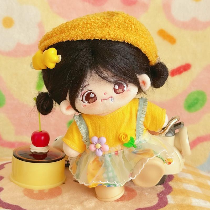 20cm Kawaii Cotton Dolls Anime Plush Stuffed Figure Bell Orchid/Green Plum/Butterfly Doll Wearable Clothing Dress Up Gifts