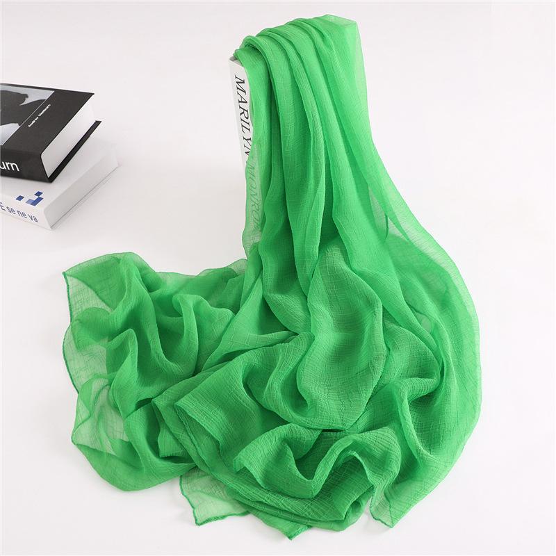 Einfarbiger Sonnenschutzschal, vielseitiger Schal, Kunstseide, Urlaubs- und Strandschal für Damen, gewickeltes Kopftuch, Krokodil, faltig, dünnes Design