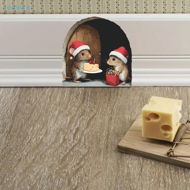 Christmas Mouse Hole DIY Wall Stickers for Home Decoration, Self-Adhesive