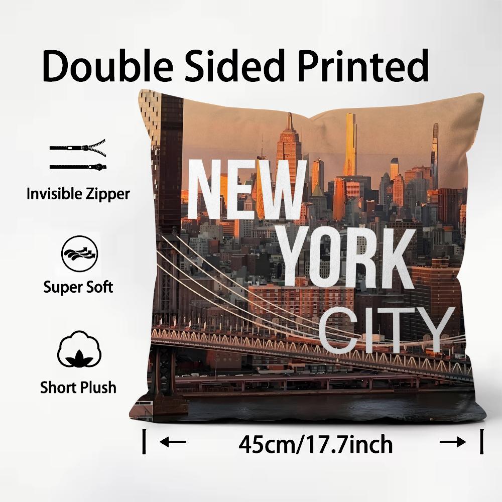 New York City Fashion Cushion Cover Plush Fabric Soft DoubleSided Printed Sofa Warm Winter Home Child Gift Pillow Case