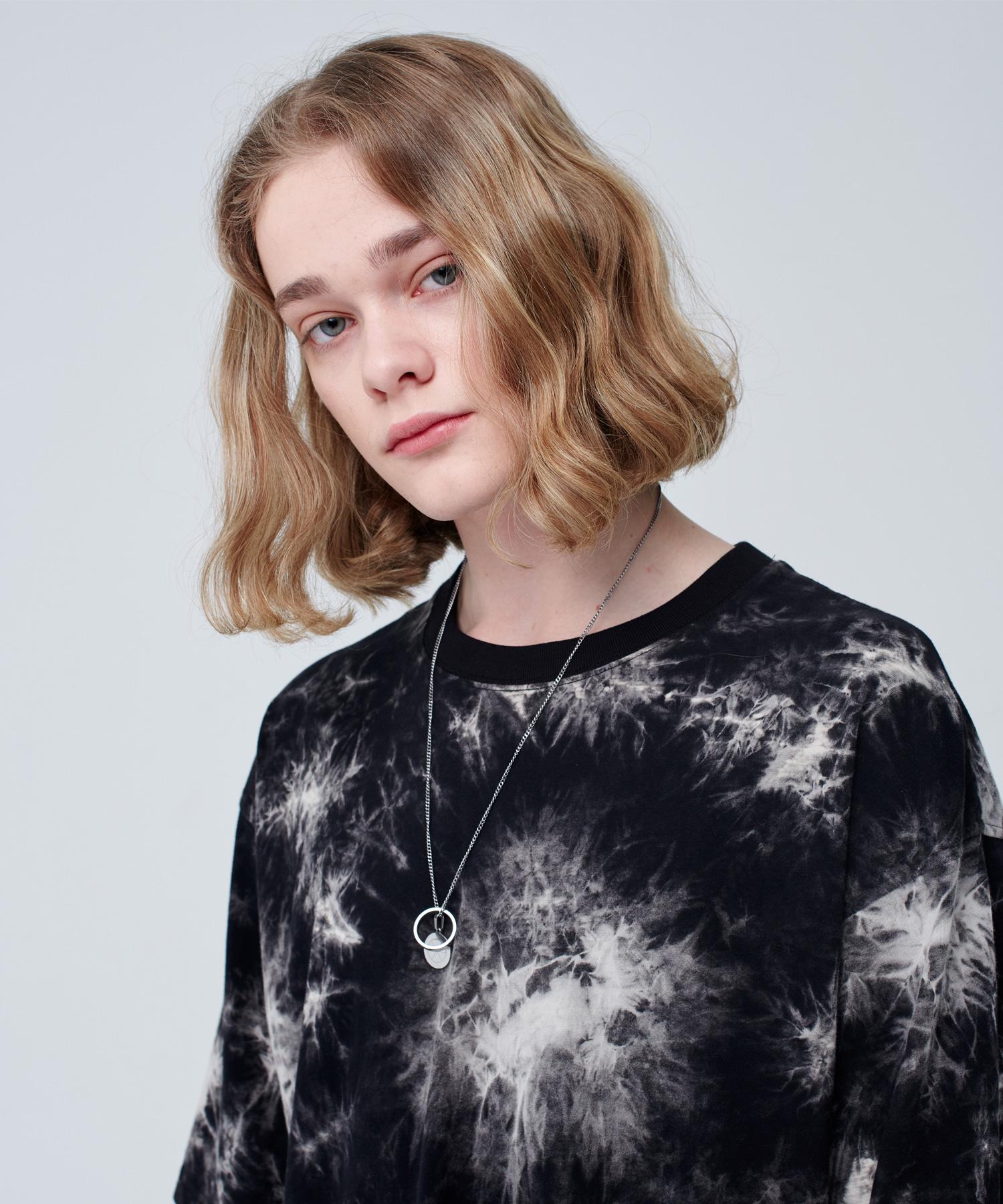 Moz Moz Black Tie-Dye Oversized T-Shirt_Light Beige 1