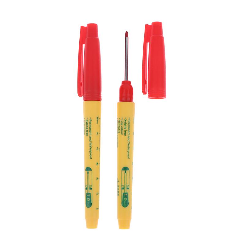 

2 шт. 33 мм красный/синий/черный маркер с длинным наконечником, для деревообработки, декора, для глубоких отверстий, водостойкий, многоцелевой инструмент для маркировки красный