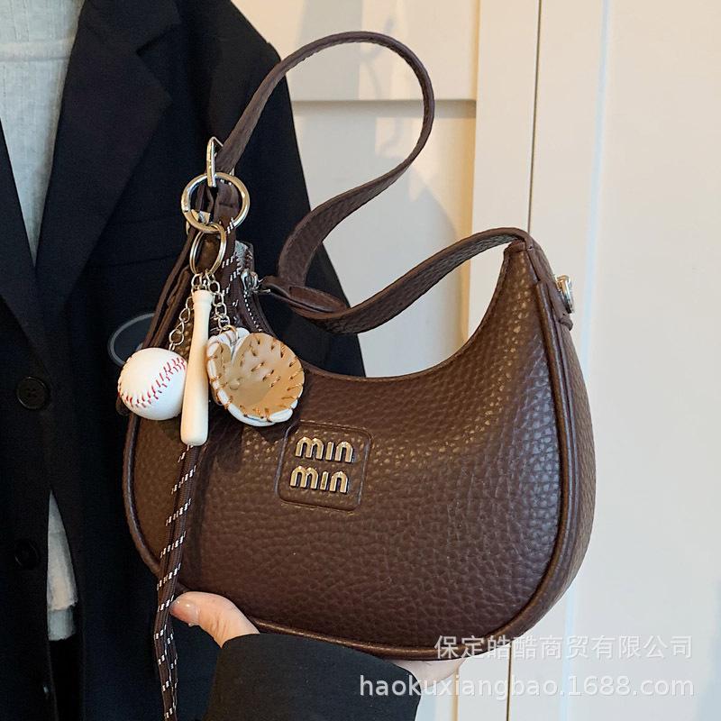 Retro dumpling bag small bag women's 2025 new crescent moon bag autumn and winter commuting one shoulder messenger bag hand carry armpit bag